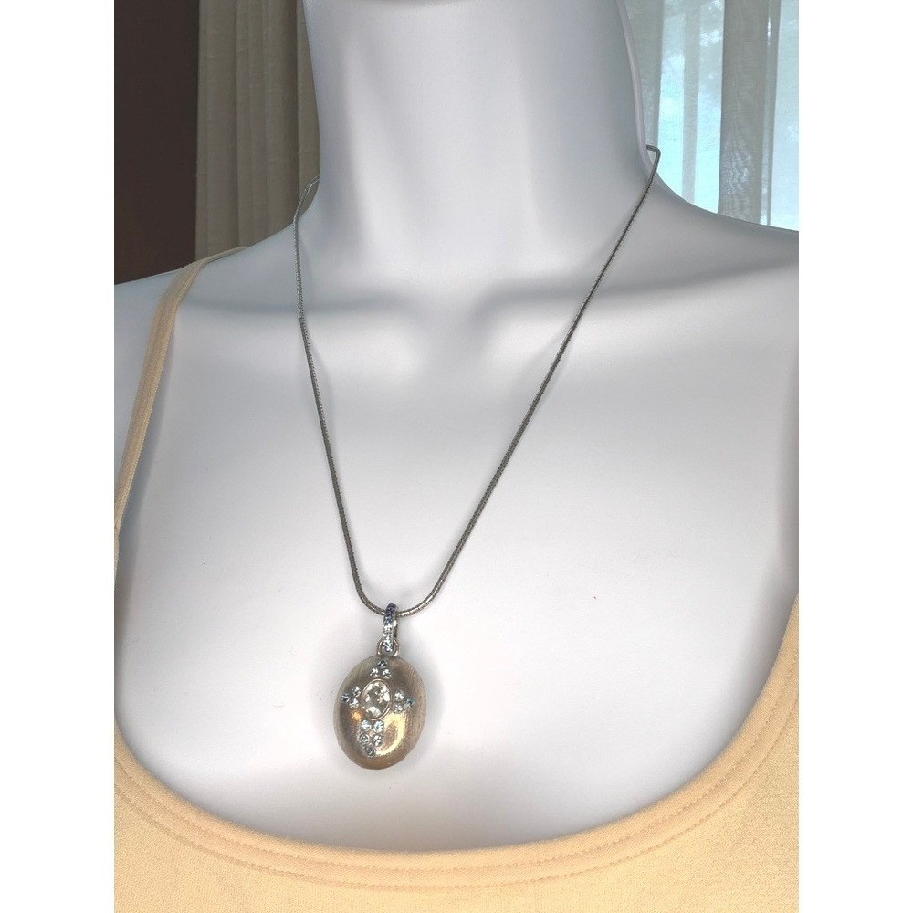 Brighton Inspirational Locket Necklace Silver Reversible Crystal Heart Cross
